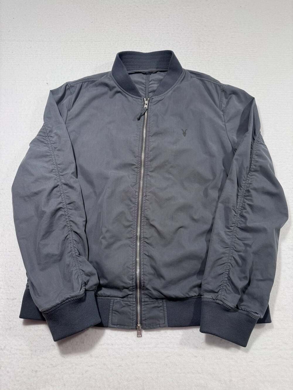 AllSaints Gray Charcoal Bomber Jacket Size M